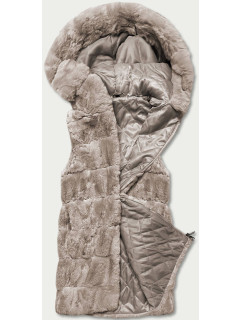 Béžová kožešinová vesta s kapucí (BR8060-12)