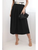 Dámská viskózová sukně s páskem a záhyby černá Dámská viskózová sukně s páskem a záhyby černá