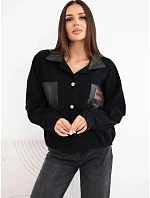 Dámská manšestrová bunda s kapsami a model 22347734 černá - K-Fashion Dámská manšestrová bunda s kapsami a model 22347734 černá - K-Fashion