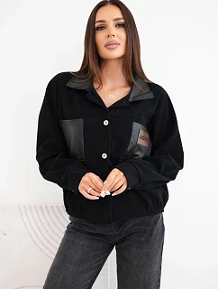 Dámská manšestrová bunda s kapsami a model 22347734 černá - K-Fashion