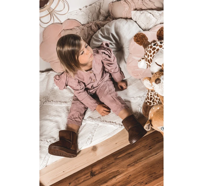 Dětské Teplé Sněhule Semišové Hnědé model 21564106 - Boto Dětské Teplé Sněhule Semišové Hnědé model 21564106 - Boto