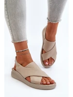 kožené sandály na klínu Černé model 21650272 - Zazoo