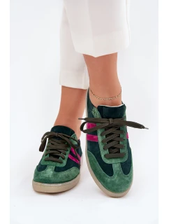 Zazoo N1068 Semišové Nízké Dámské Tenisky Tmavě Zelené