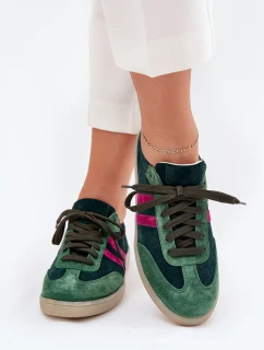 model 21703126 Semišové Nízké Dámské Tenisky Tmavě Zelené - Zazoo