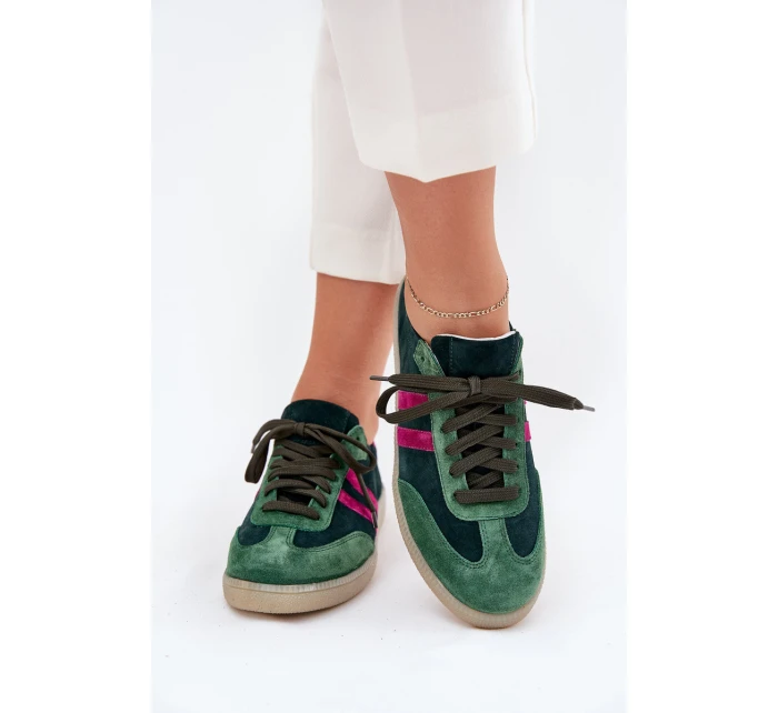 model 21703126 Semišové Nízké Dámské Tenisky Tmavě Zelené - Zazoo model 21703126 Semišové Nízké Dámské Tenisky Tmavě Zelené - Zazoo