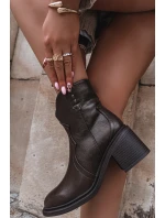 Zateplené dámské kotníkové boty na podpatku čokoládové Brilynn Zateplené dámské kotníkové boty na podpatku čokoládové Brilynn