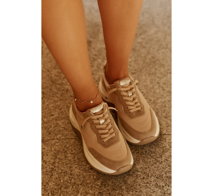 Dámské semišové tenisky na platformě Big Star HI-POLY SYSTEM – tmavě béžové