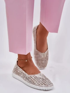 Dámské semišové ažurové polobotky Chulieta – zlatо/šedé