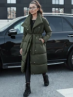 Dámský zimní dlouhý prošívaný kabát FAVI zelený FashionStreet TY4576