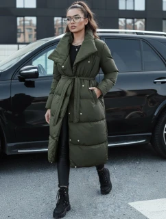 Dámský zimní dlouhý prošívaný kabát FAVI zelený FashionStreet TY4576