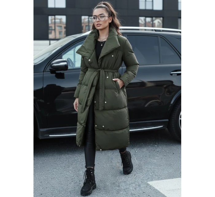 Dámský zimní dlouhý prošívaný kabát FAVI zelený FashionStreet TY4576