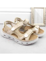 Pohodlné sandály na suchý zip Rieker W RKR691 beige