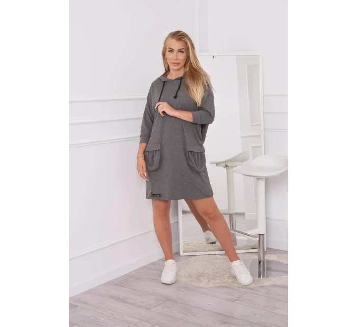 Šaty s kapucí v grafitové barvě Šaty s kapucí v grafitové barvě