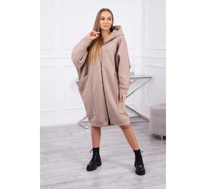 Zateplená oversize mikina tmavě béžová