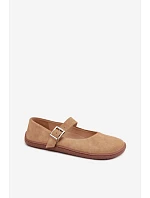 Baleríny Barefoot z přírodního semiše model 22069732 béžové - Zazoo
