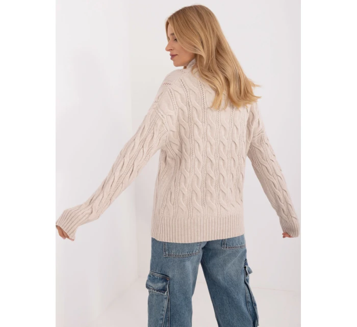 Sweter AT SW model 20463667 jasny beżowy - FPrice Sweter AT SW model 20463667 jasny beżowy - FPrice