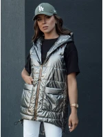 Dámská prošívaná dlouhá vesta s kapucí JESS tmavě šedá FashionStreet TY4446 Dámská prošívaná dlouhá vesta s kapucí JESS tmavě šedá FashionStreet TY4446