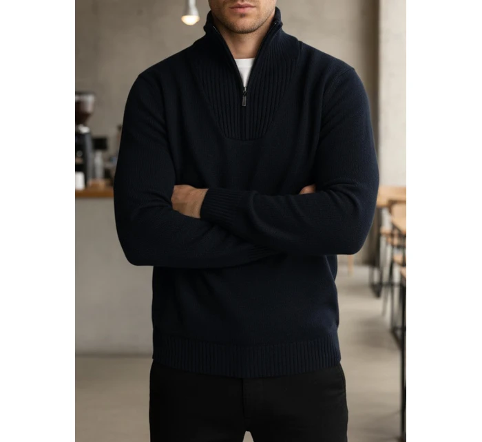 Pánský svetr se stojáčkem tmavě modrý Dstreet model 21995576 - FashionStreet