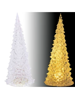 DEKORATIVNÍ VÁNOČNÍ STROMEK TRANSPARENTNÍ LED TEPLÁ BÍLÁ 27CM