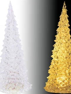 DEKORATIVNÍ VÁNOČNÍ STROMEK TRANSPARENTNÍ LED TEPLÁ BÍLÁ 27CM