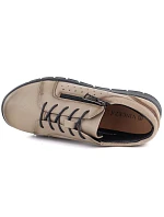 Dámské kožené polobotky na platformě béžové barvy Vinceza 39977