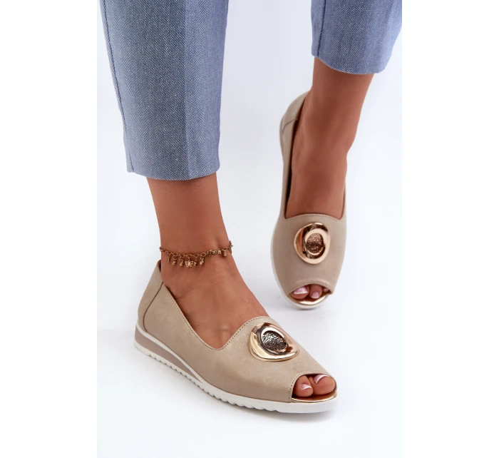 Dámské lodičky s ozdobou z ekokože zlaté Biolita