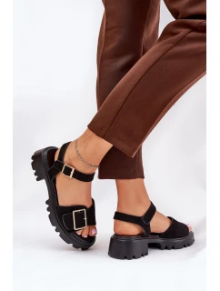 Eko Semišové Sandály Dámské S Přezkou Černé model 21687874 - Boto