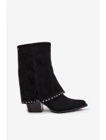 Dámské zimní kozačky s lemem  Černé model 21708525 - VINCEZA