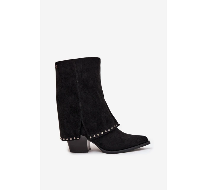 Dámské zimní kozačky s lemem  Černé model 21708525 - VINCEZA