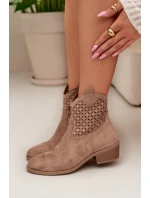 Dámské perforované kotníkové boty na podpatku Béžové Briavine Dámské perforované kotníkové boty na podpatku Béžové Briavine