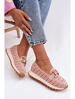 Slip On tenisky se zlatým detailem model 22125447 růžové - Goe