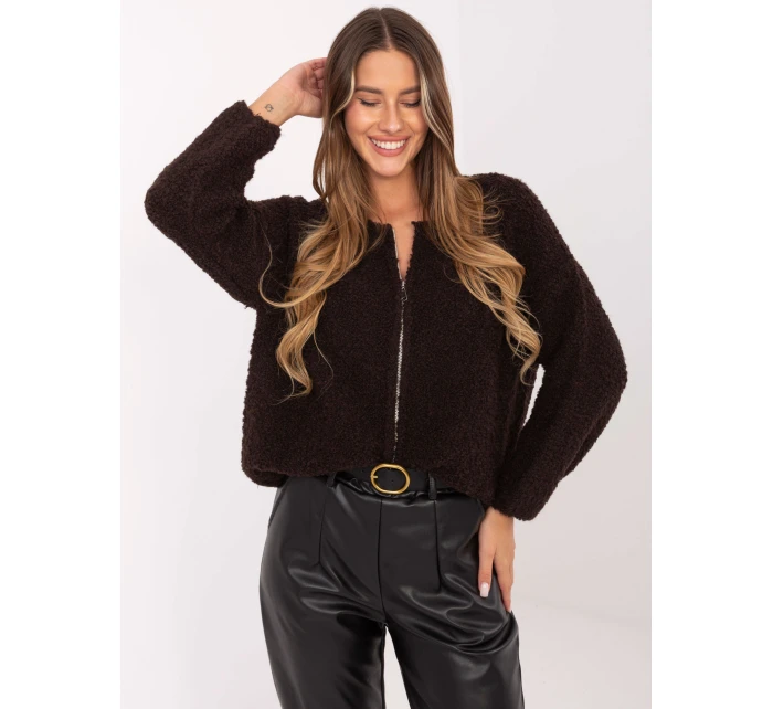 Sweter MI SW model 21421298 ciemny brązowy - FPrice Sweter MI SW model 21421298 ciemny brązowy - FPrice