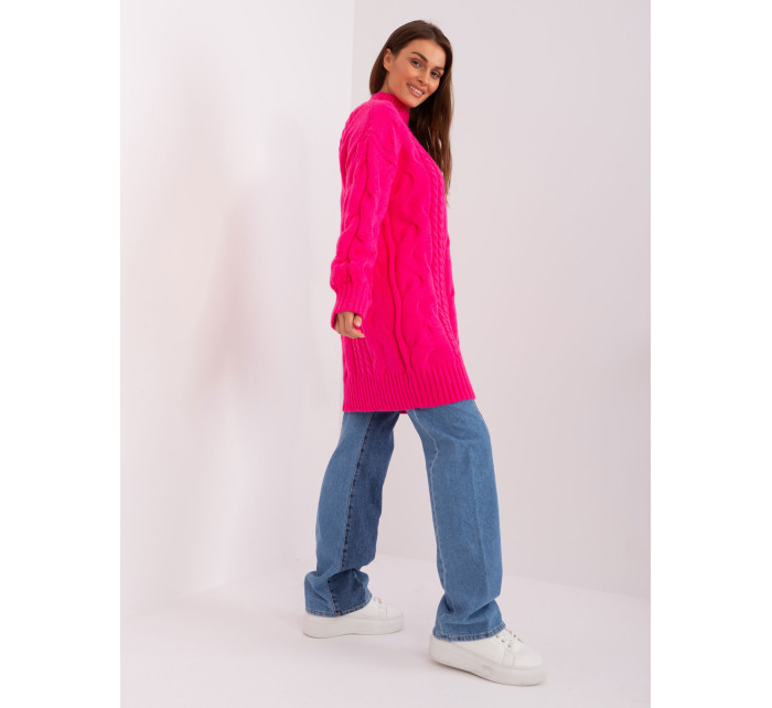 Fluo růžové pletené šaty s copánky