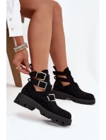 Dámské kotníkové boty s pásky a stříbrnými přezkami Helisse - černé Dámské kotníkové boty s pásky a stříbrnými přezkami Helisse - černé