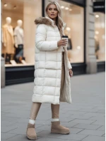 Dámská prošívaná zimní bunda s kapucí CROMBILA ecru FashionStreet TY4101z