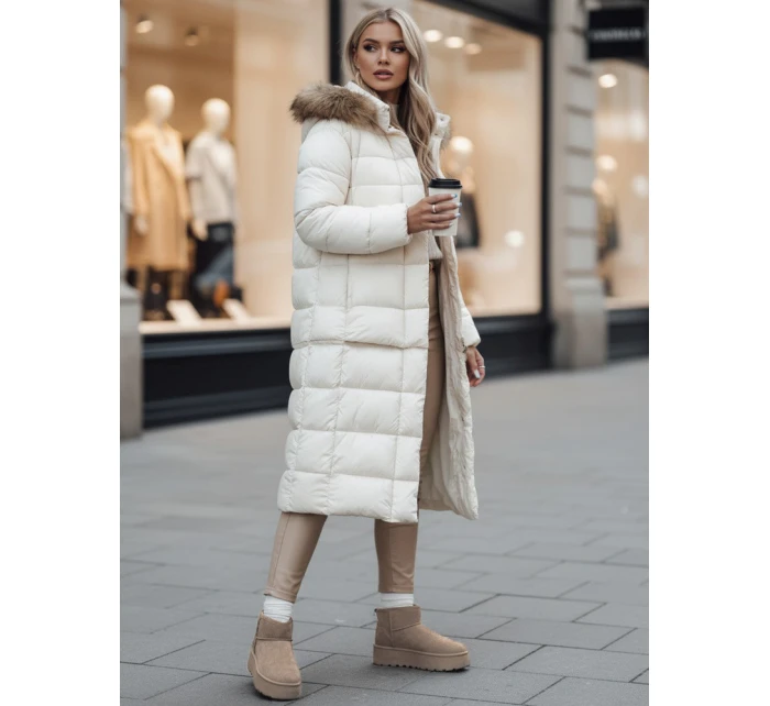 Dámská prošívaná zimní bunda s kapucí CROMBILA ecru FashionStreet TY4101z