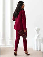 Elegantní dámský kostým – sako a kalhoty v barvě bordó, FashionStreet AY1246
