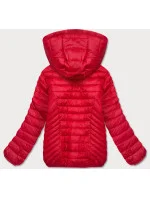 Červená prošívaná dámská bunda s kapucí (B0124-4)