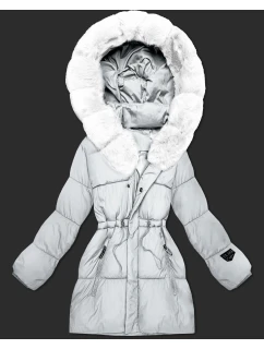 Bílá dámská zimní bunda s kapucí S'West (B8550-26)