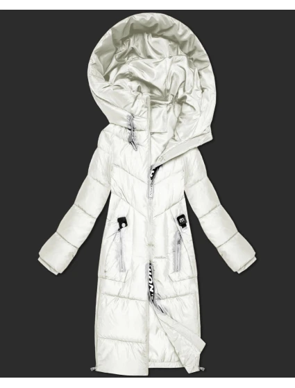 Zimní vypasovaná bunda v barvě ecru s délkou do poloviny stehen S'West (B/R8535-26)