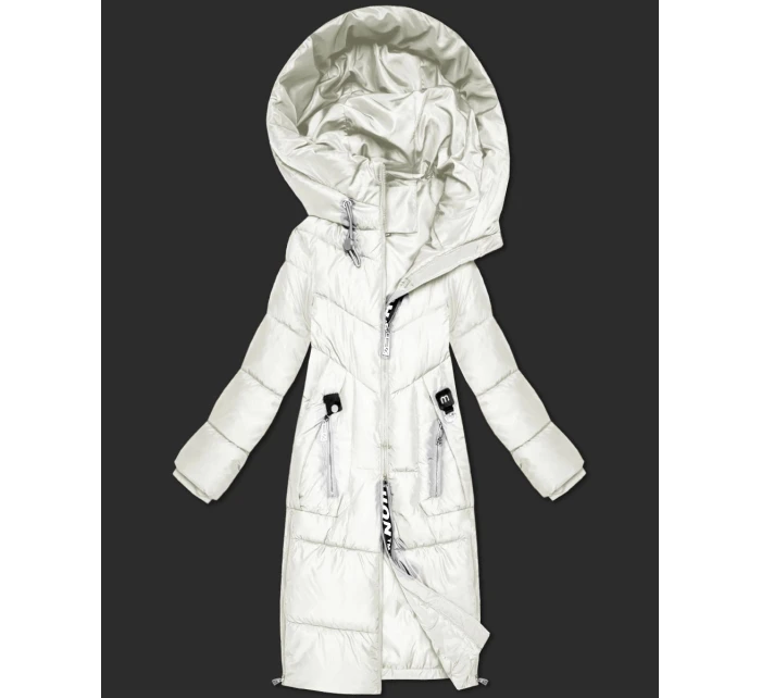 Zimní vypasovaná bunda v barvě ecru s délkou do poloviny stehen S'West (B/R8535-26)