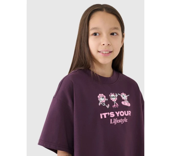 Dívčí oversize top s potiskem 4F 4FJRSS25TTSHF2587-50S Dívčí oversize top s potiskem 4F 4FJRSS25TTSHF2587-50S