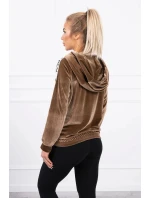 Velurová mikina s kapucí hnědá Velurová mikina s kapucí hnědá