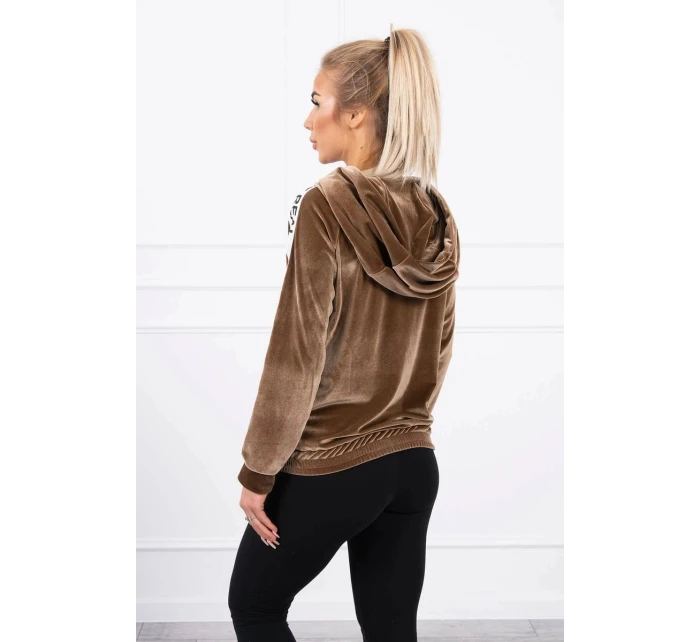 Velurová mikina s kapucí hnědá Velurová mikina s kapucí hnědá
