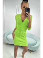 Žebrované šaty s ozdobnými knoflíky světle zelené Žebrované šaty s ozdobnými knoflíky světle zelené