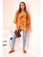 Dámská bavlněná halenka s s rukávy pomeranč model 21073243 - K-Fashion