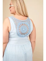 Dámské šaty plus size z viskózy s krajkou bez rukávů modré Dámské šaty plus size z viskózy s krajkou bez rukávů modré