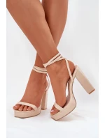 Dámské Sandály Na Podpatku S Páskem Béžové Fevenne Dámské Sandály Na Podpatku S Páskem Béžové Fevenne