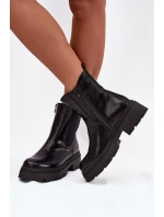 Zateplené kotníkové boty na zip Černé model 21708977 - Boto
