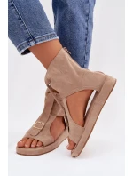 Dámské sandály s vysokým svrškem tmavě béžové model 21943374 - Boto